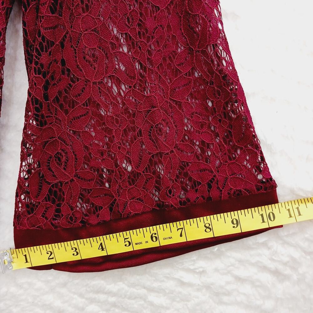 Elegant Red Lace Women's Blouse - Picture 8 of 13